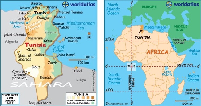 突尼斯的地理位置 (圖片來源 worldatlas)