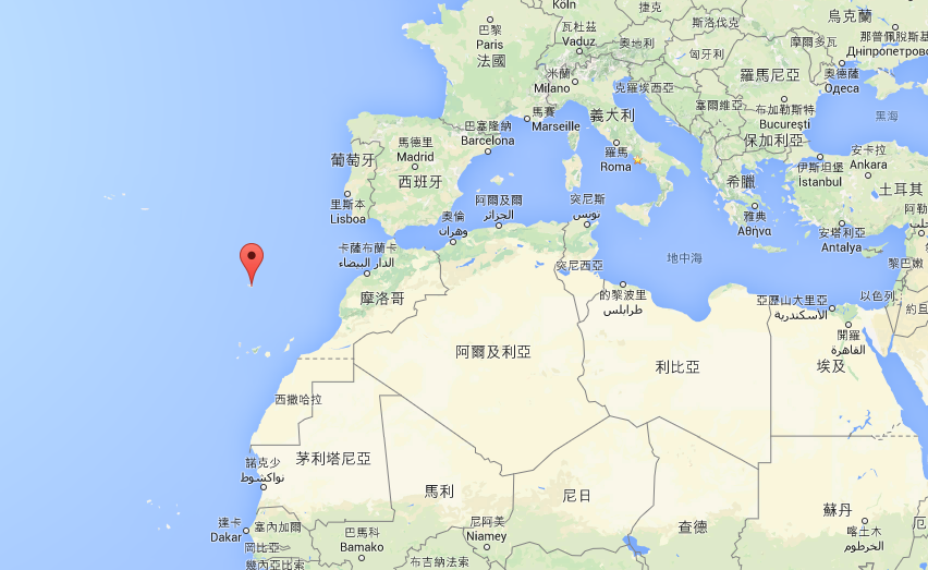 Funchal 所在的马德拉群岛太小了，Google map 上只能看到位置泡泡